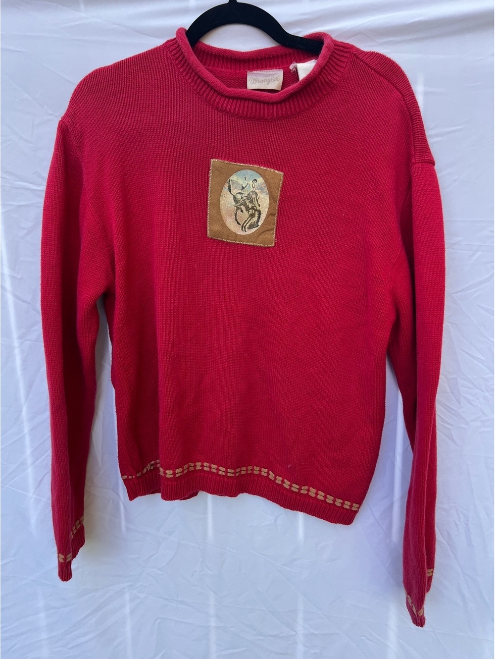 Vintage 90s Wrangler Cowboy Bucking Bronco Western Sweater